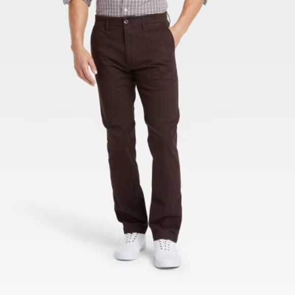 NWT Goodfellow & Co Men's Brown 30X32 Mid Rise Slim Leg Slim Straight Chino Pant - Picture 1 of 13